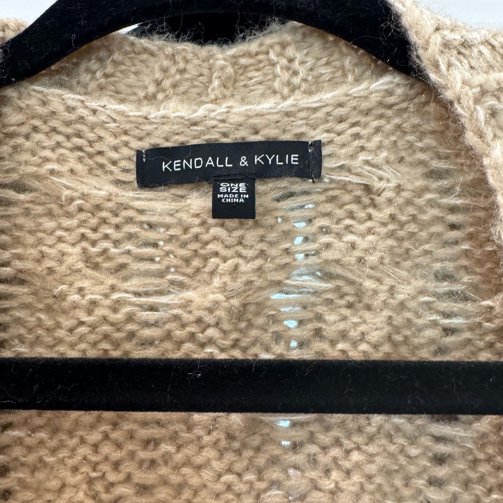 Cozy Cable Knit Cardigan Sweater - Tan - Picture 2 of 2